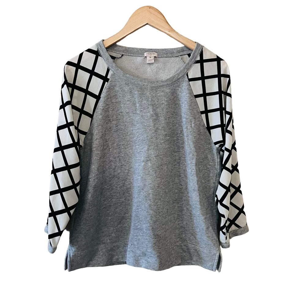 J. Crew Crew Neck Printed Sleeve Sweater Size Medium - Picture 6 of 6